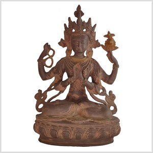 Avalokiteshvara Chenrezig statue 34 cm brass rust brown handmade from Nepal