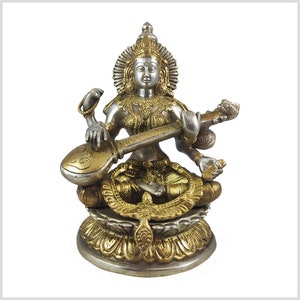 Sarasvati brass silver plated 23.5 cm 3.8kg