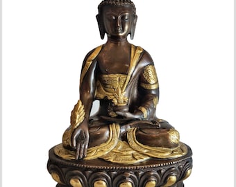 Medicine Buddha Ashtamangala Brass Copper 31 cm - Handmade from Nepal