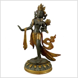 Tara verte dansante laiton gris or 39 cm