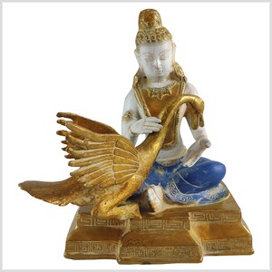 Buddha and the swan brass white gold decorated 4.1kg 23 cm *unique piece*