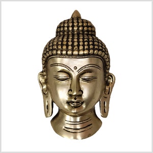 Buddha head mask for the wall brass 14 cm
