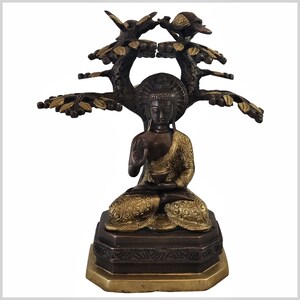 Buddha with Bodhi tree 25 cm 3,5kg brass copper-plated