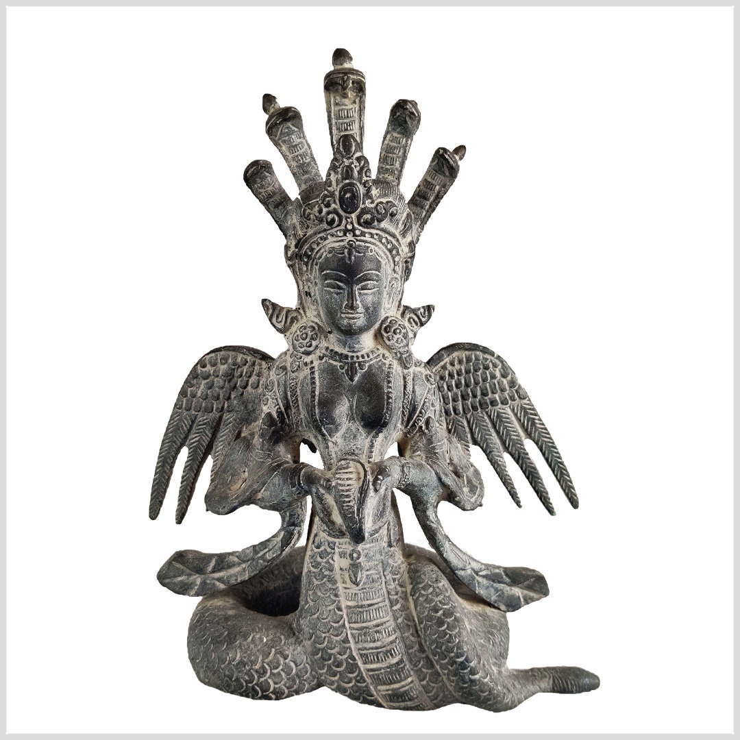 Nag Kanya Statue Brass stone grey 20 cm