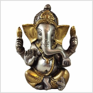 Lord Ganesha Messing 11,5cm 760g Handarbeit *viele verschiedene Farben* Messing Versilbert