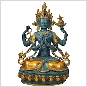 Avalokiteshvara statue brass blue-grey 34 cm