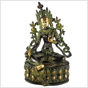 Green Tara Brass antique Shyama 36 cm 4.2kg Handmade Buddhism Nepal