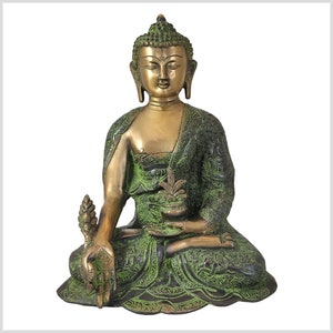 Medicine Buddha Bhaisajyaguru brass blackgreen 29 cm 6kg