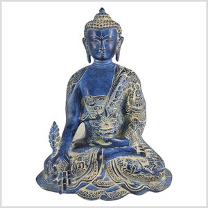 Medicine Buddha Bhaisajyaguru brass lapis blue 29 cm 5kg
