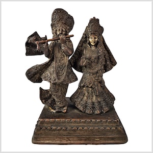 Old Krishna & Radha statue bronze antique 25 cm 3.5 kg