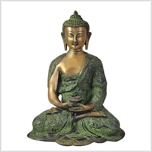 Estatua de Buda de la Iluminación - Latón antiguo 29 cm