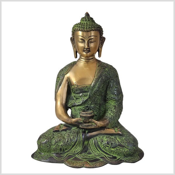 Buddha Statue der Erleuchtung - Messing antik 29cm