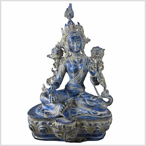 Green Tara Statue Brass blue antique 47 cm 11,1kg