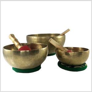 Singing bowl set head chakra, throat chakra and heart chakra handmade from Tibet