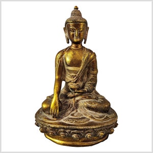 Grounding Buddha bronze 21 cm 1kg gold antique firework