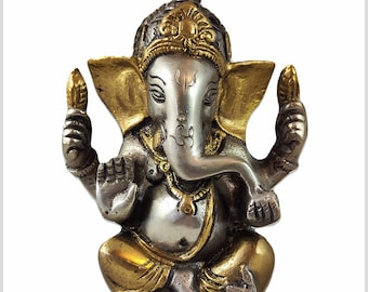 Kleiner Ganesha 11,5cm 760g Messing versilbert