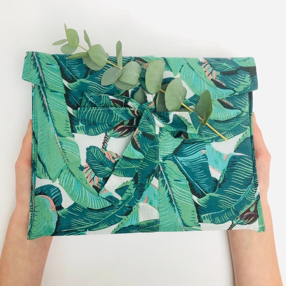 Fabric Gift Bag | Banana Leaf Design | Reusable | Fabric Gift Wrap | Cotton