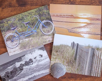 Beach Greeting Card Set of 4 | Coastal Scene Blank Cards | Seaside Photography