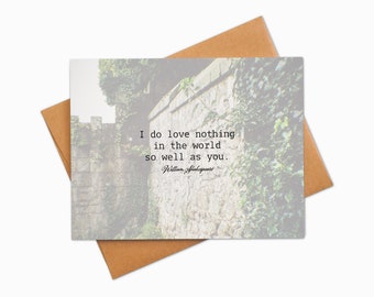 Shakespeare Love Note | Much Ado About Nothing Card | Beatrice and Benedick