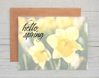 Hello Spring Note Cards | Daffodil Blank Cards | Floral Card Set
