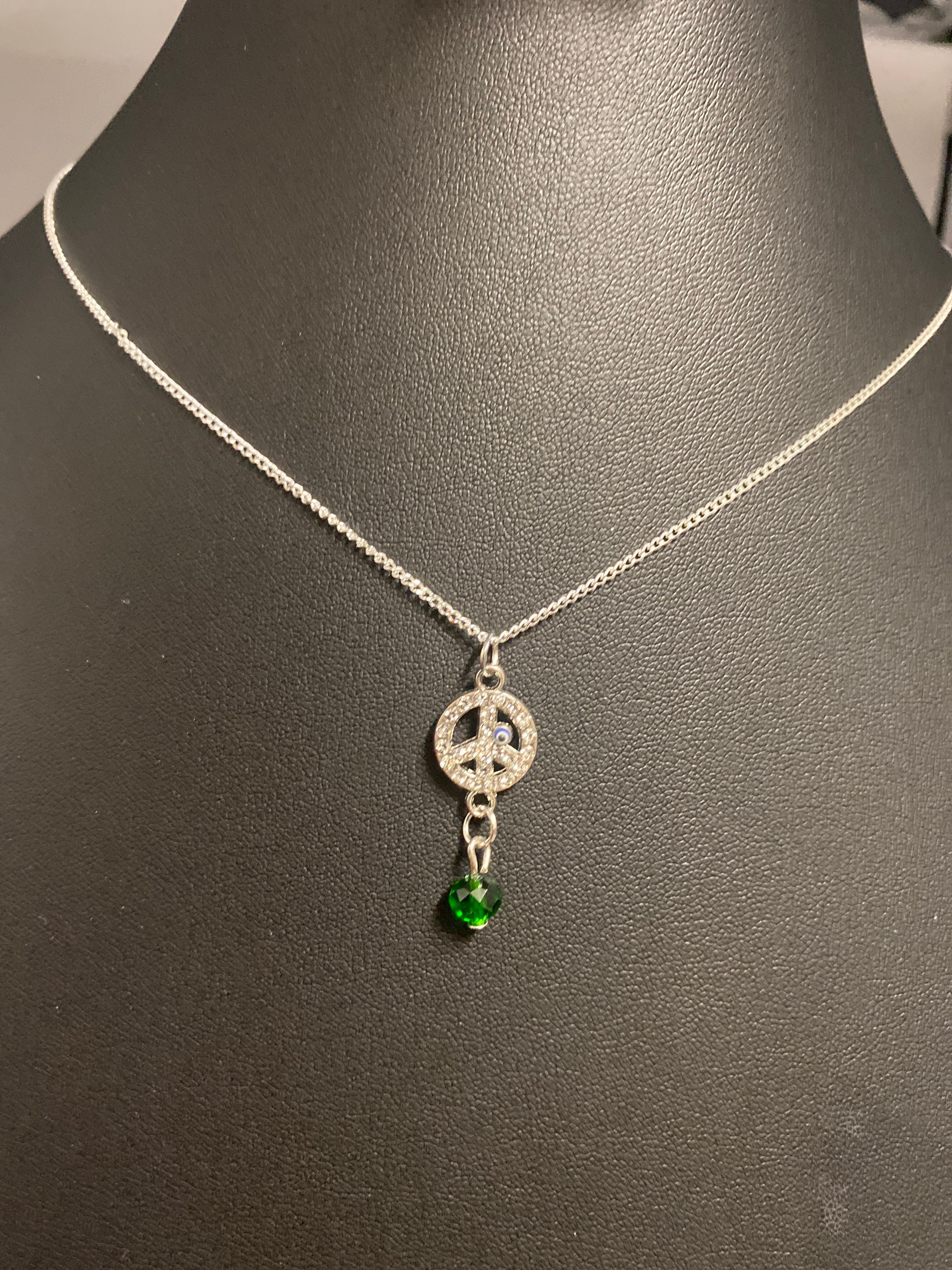 Dainty Necklace With Peace Sign Pendant 