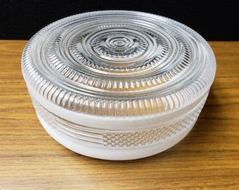 Glass lampshade bullseye flush mount ceiling fixture mid century white frosted