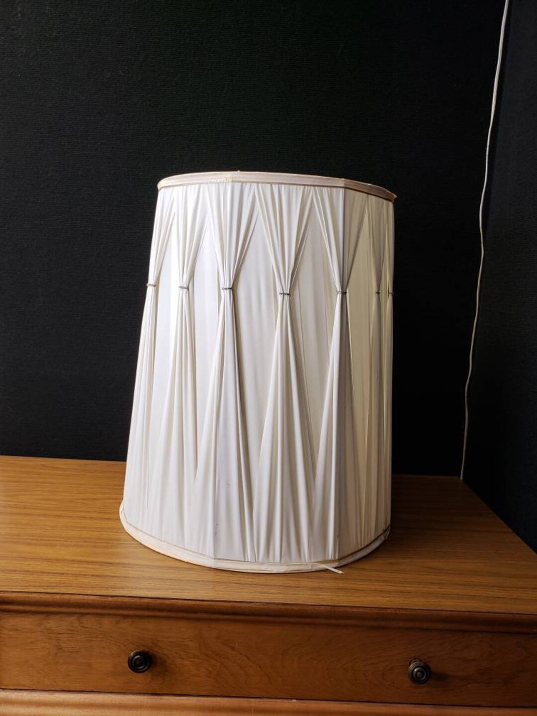 Vintage Lampshade Vinyl Tufted Large Sized Bell Shaped Cream Etsy