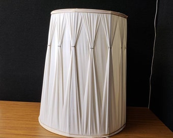 Vintage lampshade vinyl tufted large sized bell shaped cream colored