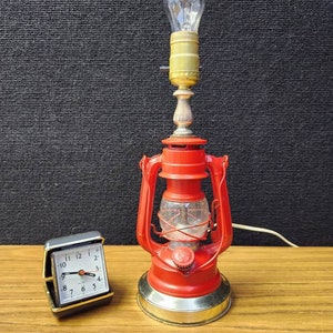 Small red kerosene lamp vintage nautical decor lighting