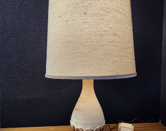 Brown petal cream ceramic mid century lamp matching shade