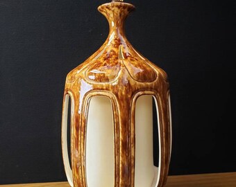 Honi Chilo Big vintage lamp tortoise glaze brown amber cut away design
