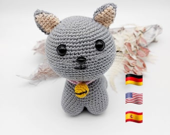 Cat - crochet pattern - German, English, Spanish