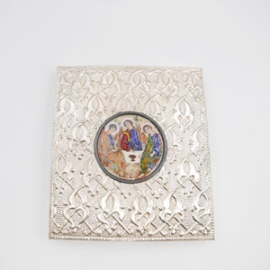 Orthodox icon.  Icon of Trinity. Icon Made Without Hands. Cloisonné enamel Georgia. Georgian icon. Handmade enamel . Religious gift