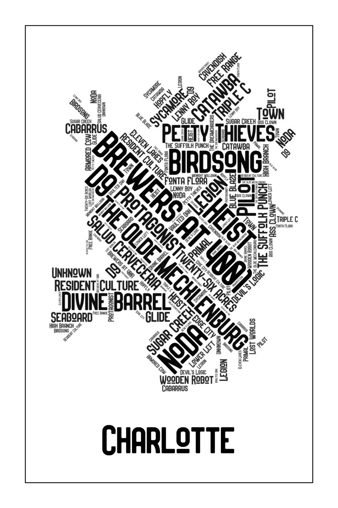 Charlotte Breweries Map - Etsy