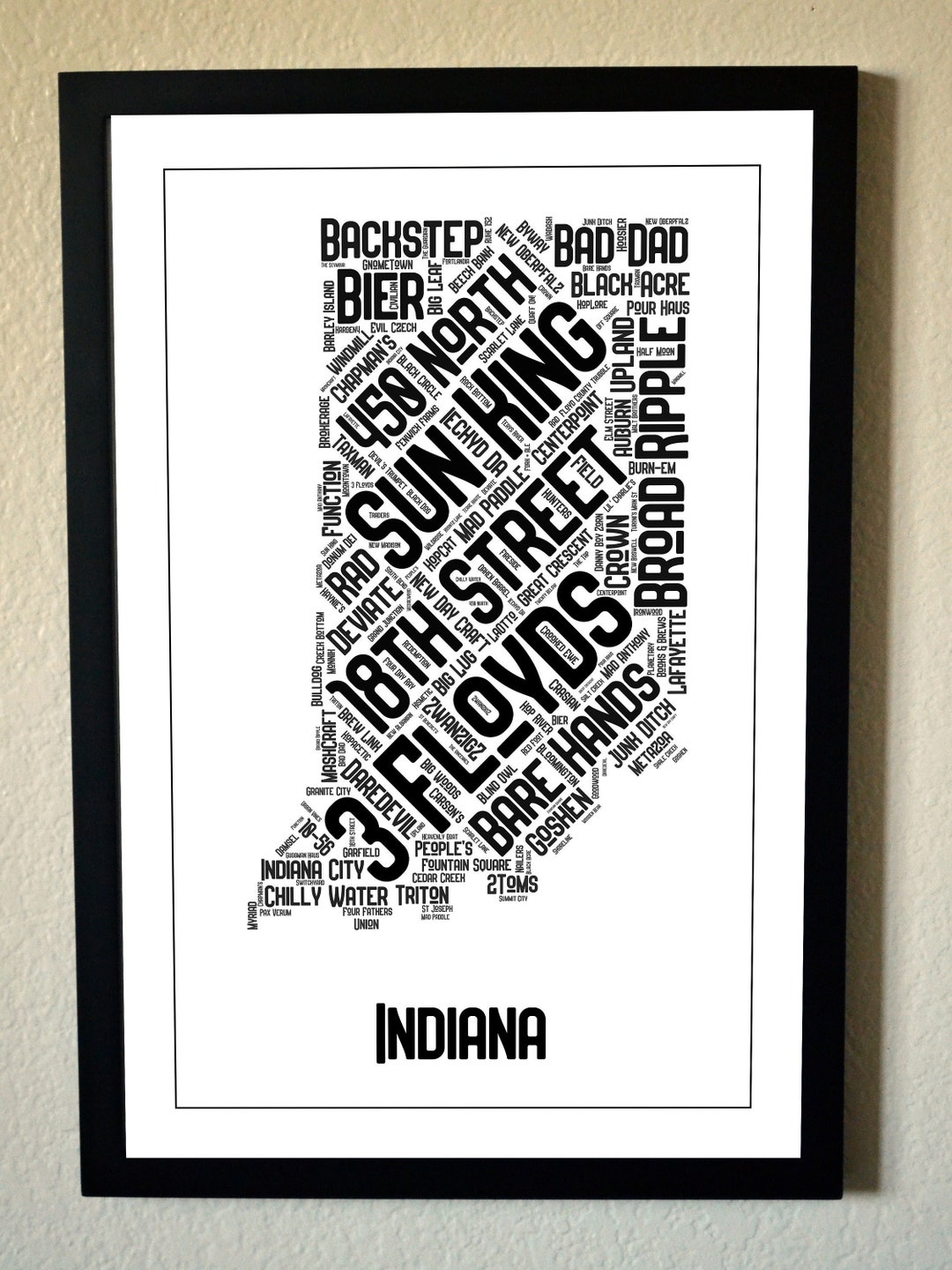 Indiana Breweries Map Etsy