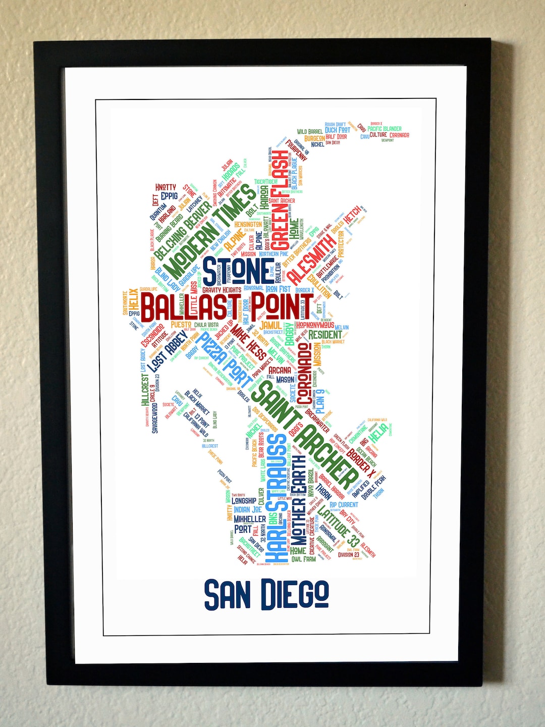 San Diego Breweries Map - Etsy