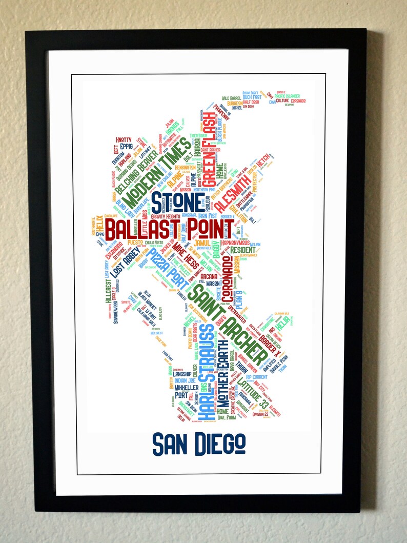 San Diego Breweries Map Etsy