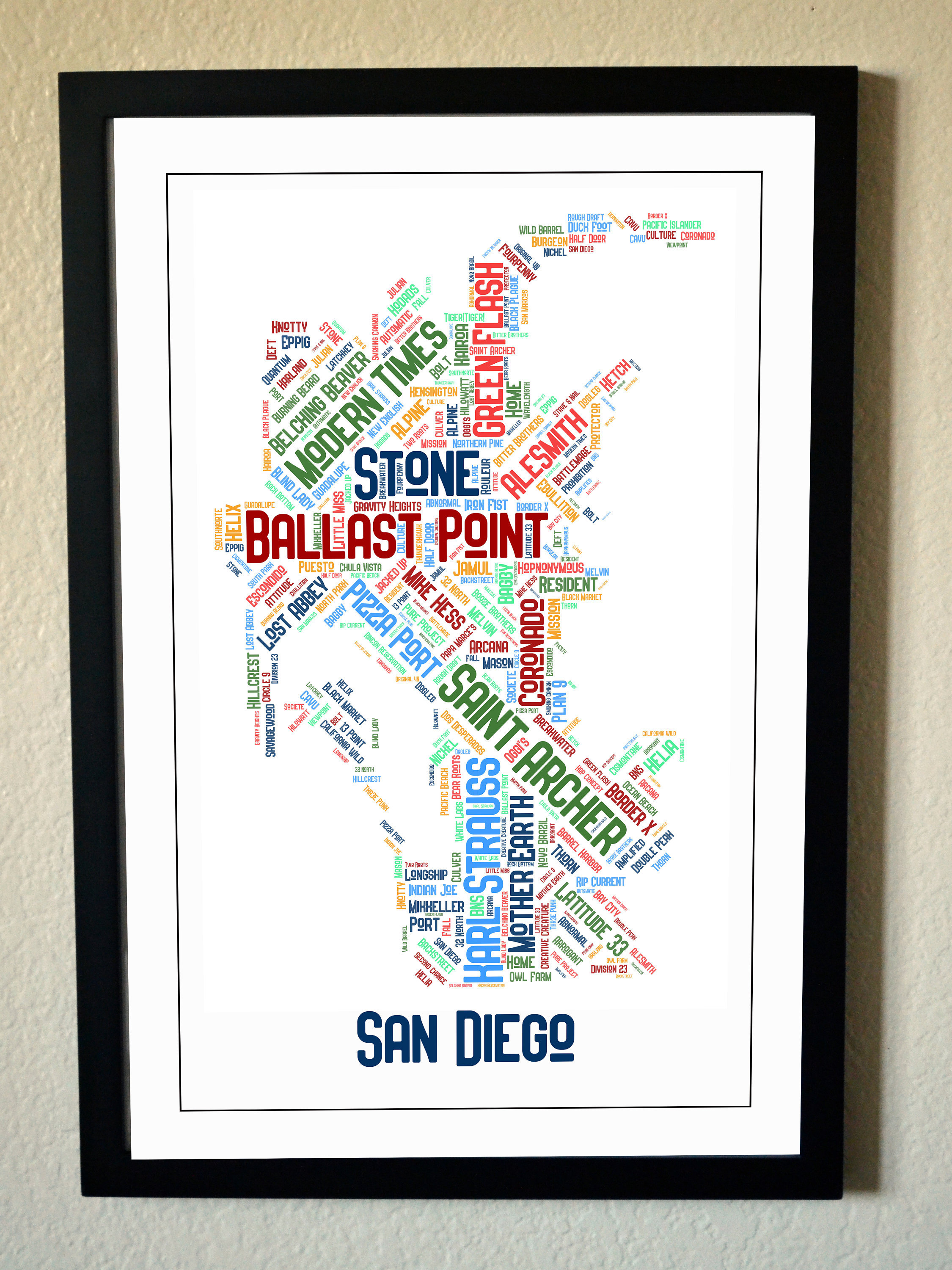 San Diego Brewery Map San Diego Breweries Map | Etsy Uk