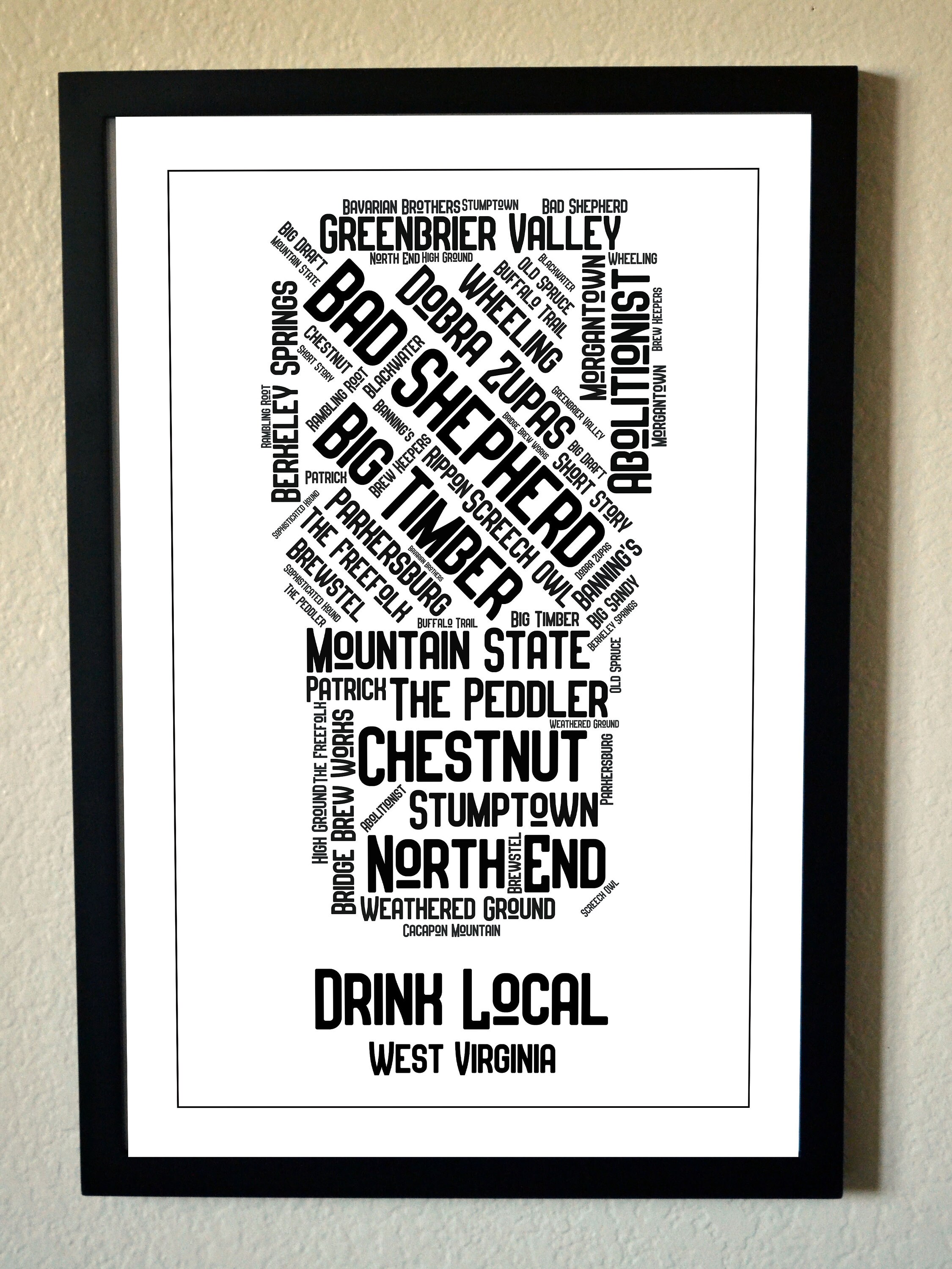 West Virginia Breweries Map Etsy