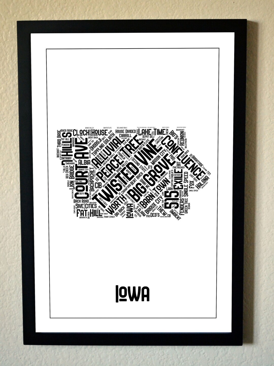 Stylish Iowa Breweries Map from Etsy