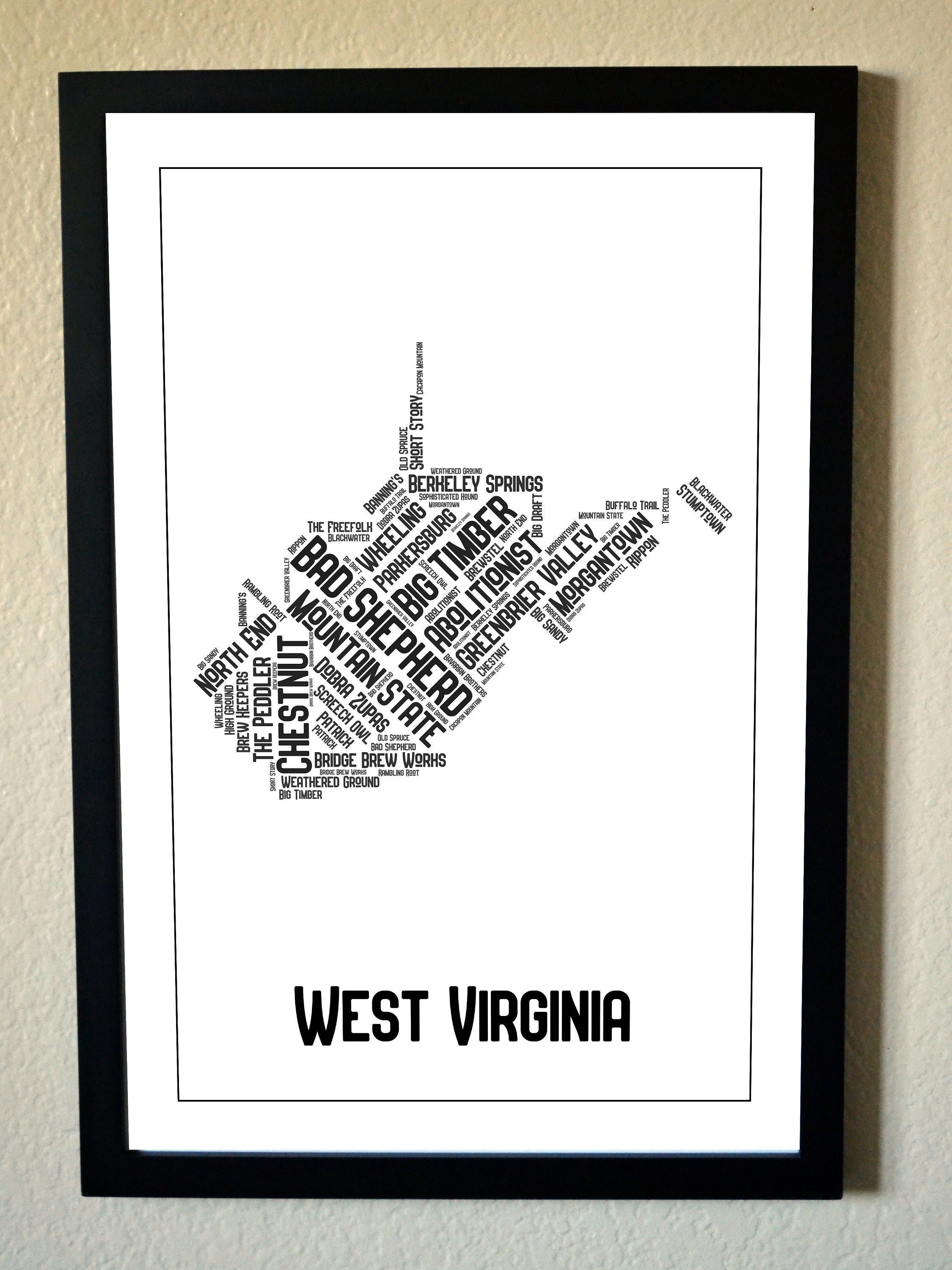 West Virginia Breweries Map Etsy