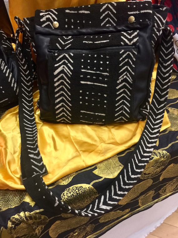 Mud Cloth/leather *Cross Shoulder Bag*- Claude Jay Designs