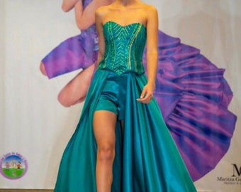 Turquoise Blue Silk Glitter Dress
