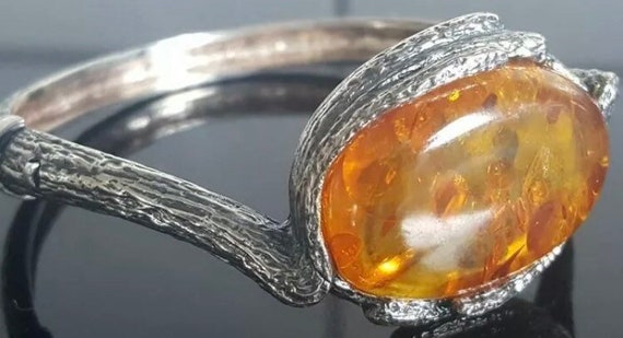 Antique Art Deco/Art Nouveau Silver Amber Bracelet