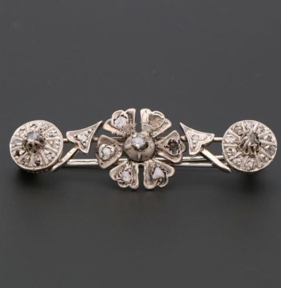 Antique Victorian Silver and Diamond Brooch