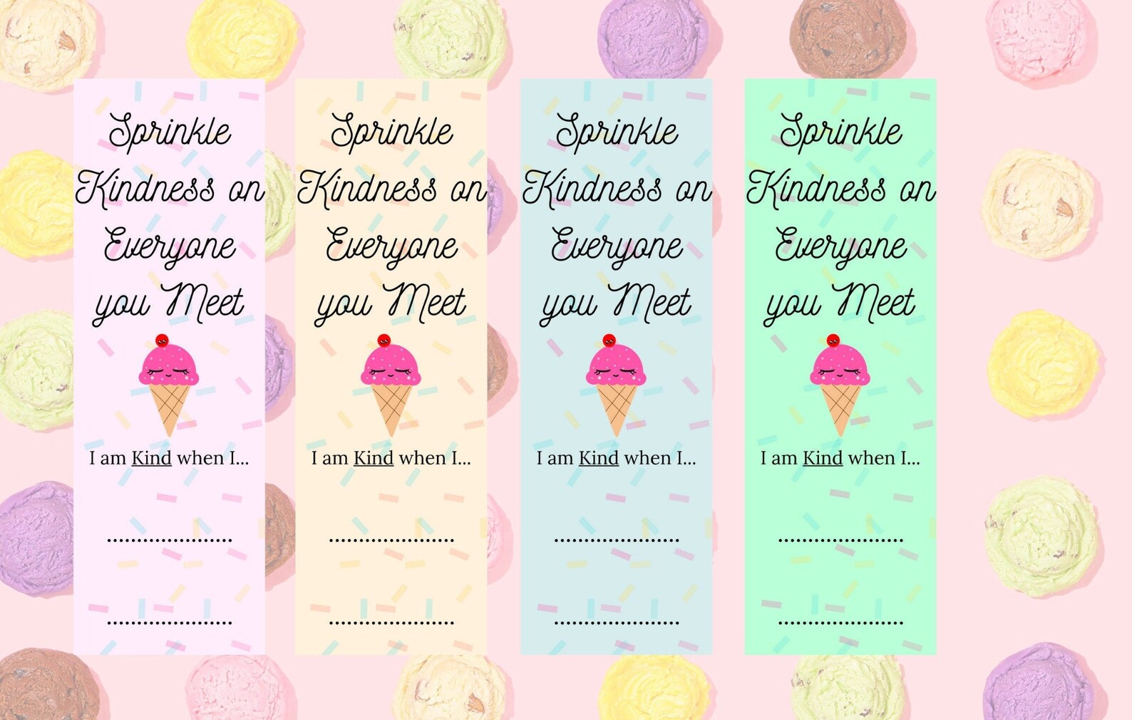printable bookmark sprinkle kindness digital download quote etsy
