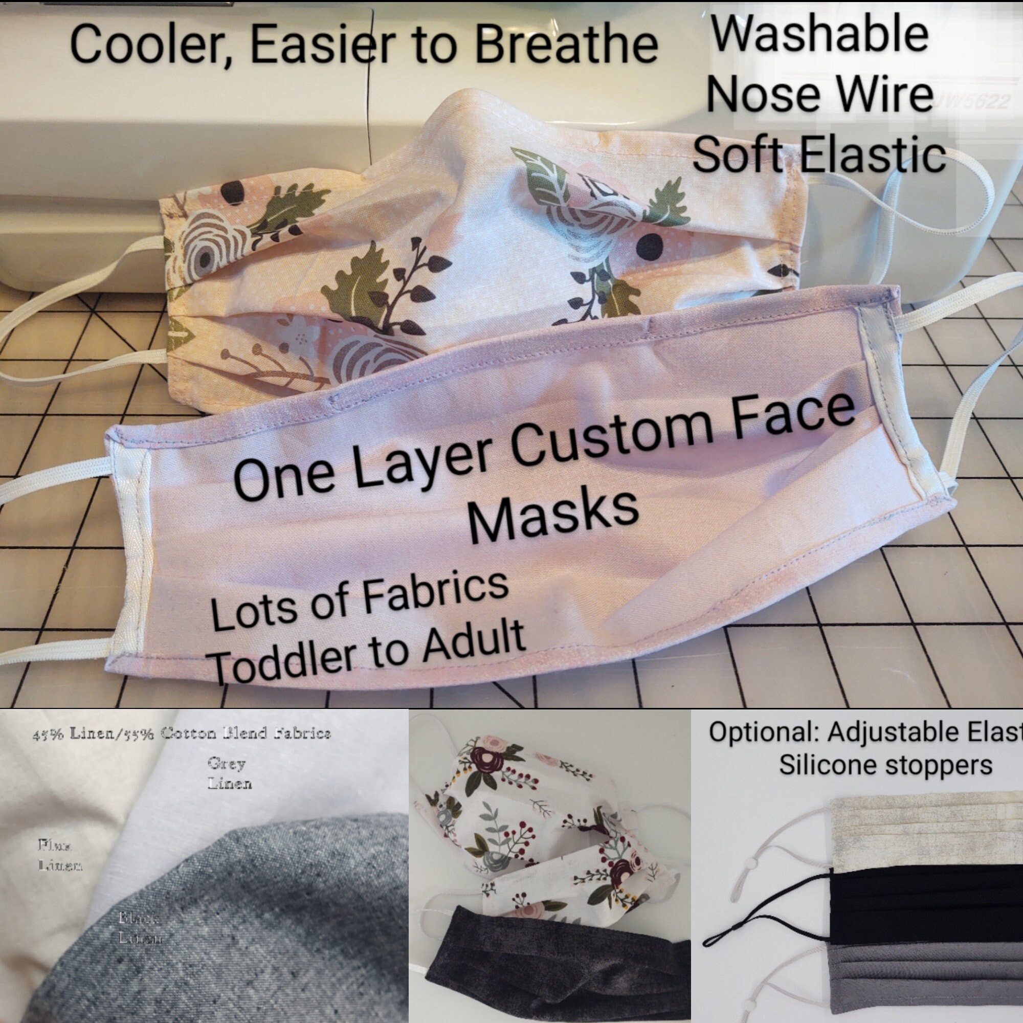 One Layer Face Mask with Nose Wire Easier to Breathe Cooler Custom Ha…