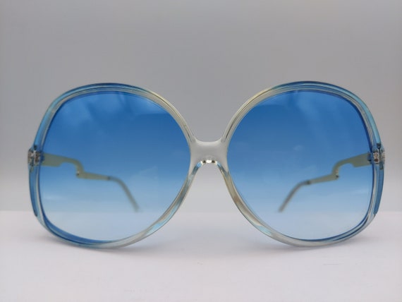 Chanel by Karl Lagerfeld blue lens silver sunglasses, ss 2000 For Sale at  1stDibs