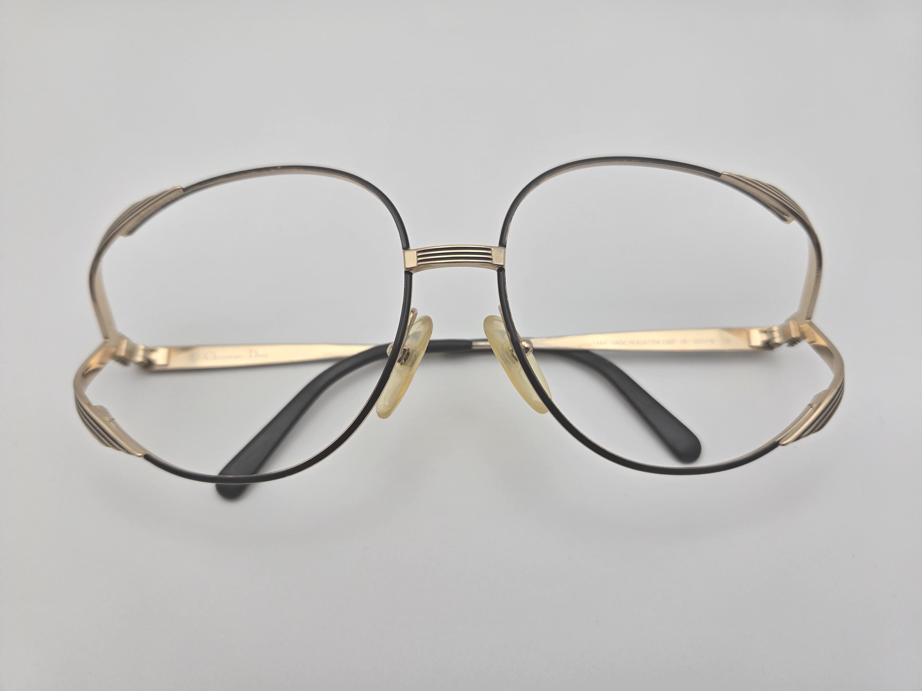 Vintage Christian Dior 2387 49 black gold Sunglasses eyeglasses frame oversized Glasses Christian Dior 2387 Gold-Plated Peach-Colored main image 3