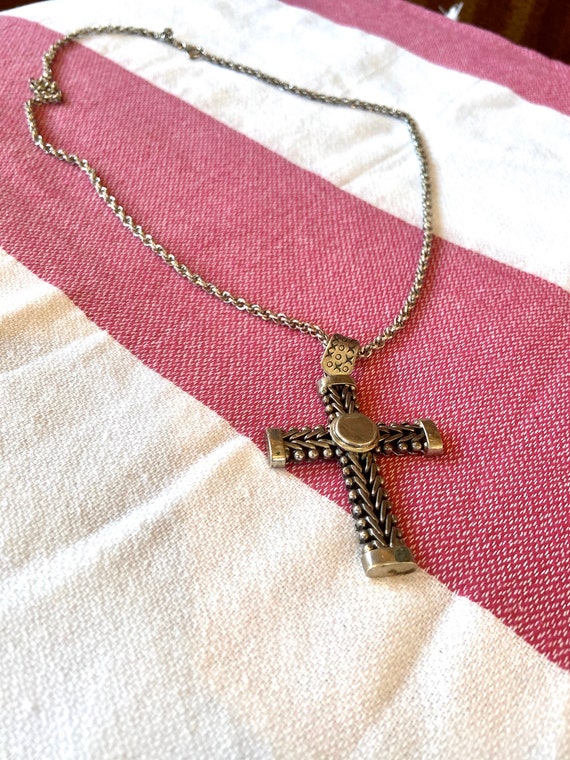 Silver Crucifix Pendant on a Costume Silver Cable… - image 2